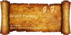 Greff Ferenc névjegykártya